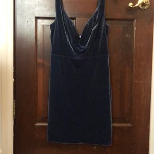 Blue Velvet Sweetheart Neck Dress
